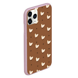 Чехол iPhone 11 Pro матовый Гуси и травка - паттерн коричневый, цвет: 3D-розовый — фото 2