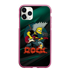 Чехол iPhone 11 Pro матовый Rock music Simpsons, цвет: 3D-малиновый