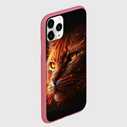 Чехол iPhone 11 Pro матовый Огненный рыжий кот, цвет: 3D-малиновый — фото 2
