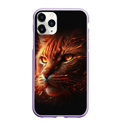 Чехол iPhone 11 Pro матовый Огненный рыжий кот, цвет: 3D-светло-сиреневый