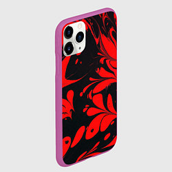 Чехол iPhone 11 Pro матовый Красно-черный узор, цвет: 3D-фиолетовый — фото 2