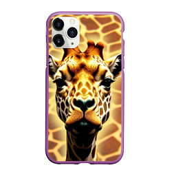 Чехол iPhone 11 Pro матовый Жирафа, цвет: 3D-фиолетовый