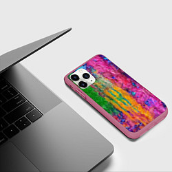 Чехол iPhone 11 Pro матовый Грубые разноцветные мазки краски, цвет: 3D-малиновый — фото 2