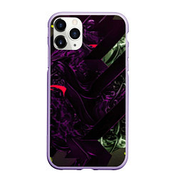 Чехол iPhone 11 Pro матовый Фиолетовая текстура с зелеными вставками, цвет: 3D-светло-сиреневый