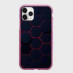 Чехол iPhone 11 Pro матовый Светящиеся стальная броня, цвет: 3D-малиновый