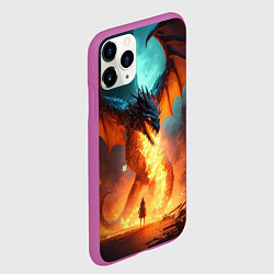 Чехол iPhone 11 Pro матовый Огненный дракон и рыцарь, цвет: 3D-фиолетовый — фото 2