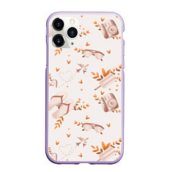 Чехол iPhone 11 Pro матовый Пляжный паттерн, цвет: 3D-светло-сиреневый