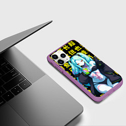 Чехол iPhone 11 Pro матовый Ребекка - аниме Киберпанк, цвет: 3D-фиолетовый — фото 2