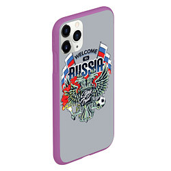 Чехол iPhone 11 Pro матовый Welcome to Russia - футбол, цвет: 3D-фиолетовый — фото 2