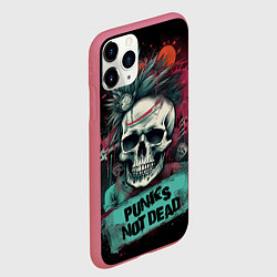 Чехол iPhone 11 Pro матовый Punks not dead, цвет: 3D-малиновый — фото 2