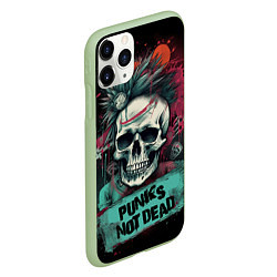 Чехол iPhone 11 Pro матовый Punks not dead, цвет: 3D-салатовый — фото 2