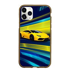 Чехол iPhone 11 Pro матовый Желтый итальянский суперкар, цвет: 3D-коричневый