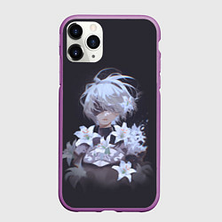 Чехол iPhone 11 Pro матовый 2В с цветами, цвет: 3D-фиолетовый
