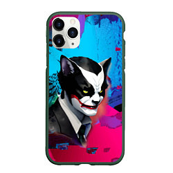 Чехол iPhone 11 Pro матовый Dude-cat - neural network - pop art, цвет: 3D-темно-зеленый