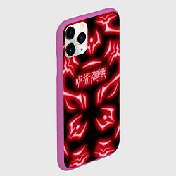 Чехол iPhone 11 Pro матовый Магическая битва светящиеся Знаки Сукуны, цвет: 3D-фиолетовый — фото 2
