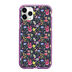 Чехол iPhone 11 Pro матовый Цветочная феерия, цвет: 3D-фиолетовый