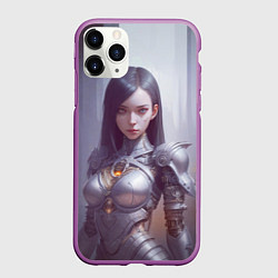 Чехол iPhone 11 Pro матовый Девушка киберпанк, цвет: 3D-фиолетовый