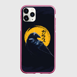 Чехол iPhone 11 Pro матовый Raven and moon, цвет: 3D-малиновый