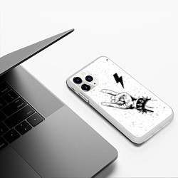Чехол iPhone 11 Pro матовый AC DC и рок символ, цвет: 3D-белый — фото 2