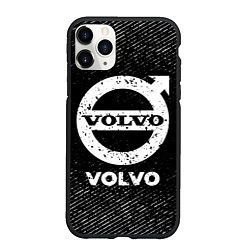 Чехол iPhone 11 Pro матовый Volvo с потертостями на темном фоне, цвет: 3D-черный