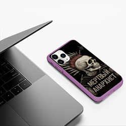 Чехол iPhone 11 Pro матовый Мертвый анархист панк, цвет: 3D-фиолетовый — фото 2