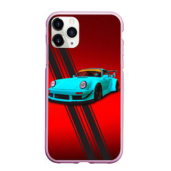 Чехол iPhone 11 Pro матовый Немецкий спортивный автомобиль Porsche 911, цвет: 3D-розовый