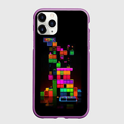 Чехол iPhone 11 Pro матовый Яркий тетрис, цвет: 3D-фиолетовый