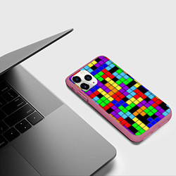 Чехол iPhone 11 Pro матовый Тетрис цветные блоки, цвет: 3D-малиновый — фото 2