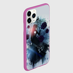 Чехол iPhone 11 Pro матовый Готическая женщина в черном платье с розами, цвет: 3D-фиолетовый — фото 2