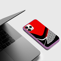 Чехол iPhone 11 Pro матовый Геометрическая униформа - красная, цвет: 3D-фиолетовый — фото 2