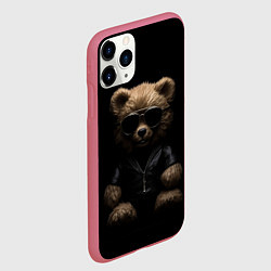 Чехол iPhone 11 Pro матовый Брутальный плюшевый медведь, цвет: 3D-малиновый — фото 2