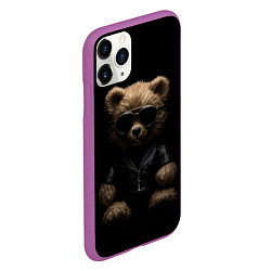 Чехол iPhone 11 Pro матовый Брутальный плюшевый медведь, цвет: 3D-фиолетовый — фото 2