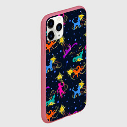 Чехол iPhone 11 Pro матовый Космические коты играются с кометами, цвет: 3D-малиновый — фото 2