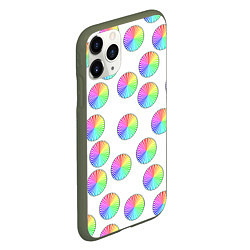 Чехол iPhone 11 Pro матовый Круги с линиями, спектр, цвет: 3D-темно-зеленый — фото 2