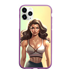 Чехол iPhone 11 Pro матовый Fitness girl sport, цвет: 3D-фиолетовый