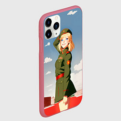 Чехол iPhone 11 Pro матовый Боевая девчонка, цвет: 3D-малиновый — фото 2