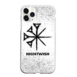 Чехол iPhone 11 Pro матовый Nightwish с потертостями на светлом фоне, цвет: 3D-белый