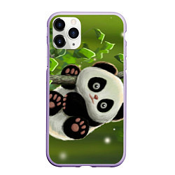 Чехол iPhone 11 Pro матовый Панда на дереве отдыхает, цвет: 3D-светло-сиреневый