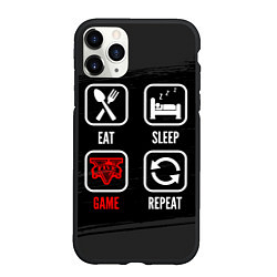 Чехол iPhone 11 Pro матовый Eat, sleep, GTA, repeat, цвет: 3D-черный