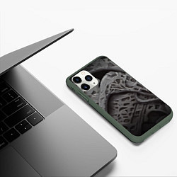 Чехол iPhone 11 Pro матовый Лунный пейзаж, цвет: 3D-темно-зеленый — фото 2