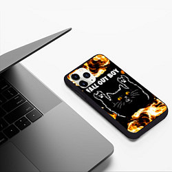 Чехол iPhone 11 Pro матовый Fall Out Boy рок кот и огонь, цвет: 3D-черный — фото 2