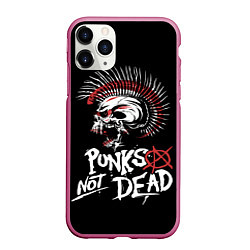 Чехол iPhone 11 Pro матовый Punks not dead - анархия, цвет: 3D-малиновый