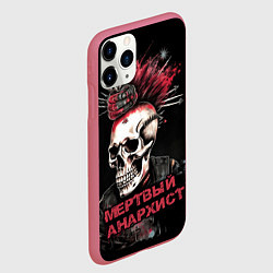 Чехол iPhone 11 Pro матовый Мертвый анархист череп, цвет: 3D-малиновый — фото 2