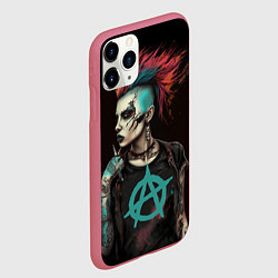Чехол iPhone 11 Pro матовый Анархия девушка панк, цвет: 3D-малиновый — фото 2