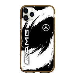 Чехол iPhone 11 Pro матовый Mercedes benz - white color, цвет: 3D-коричневый