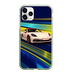 Чехол iPhone 11 Pro матовый Спортивная немецкая машина Porsche 911, цвет: 3D-салатовый