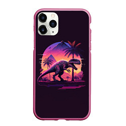 Чехол iPhone 11 Pro матовый Retrowave Trex, цвет: 3D-малиновый