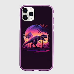 Чехол iPhone 11 Pro матовый Retrowave Trex, цвет: 3D-фиолетовый