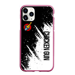 Чехол iPhone 11 Pro матовый Chicken gun - белая краска, цвет: 3D-малиновый