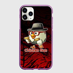 Чехол iPhone 11 Pro матовый Курочка ганстер - Чикен ган, цвет: 3D-фиолетовый